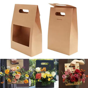 Emballage floral, fournitures pour fleuristes, paniers, sacs cadeaux en papier multi-usages pour la remise des diplômes, la Saint-Valentin, avec poignée, boîtes à fleurs pour bouquets - Product Image 2
