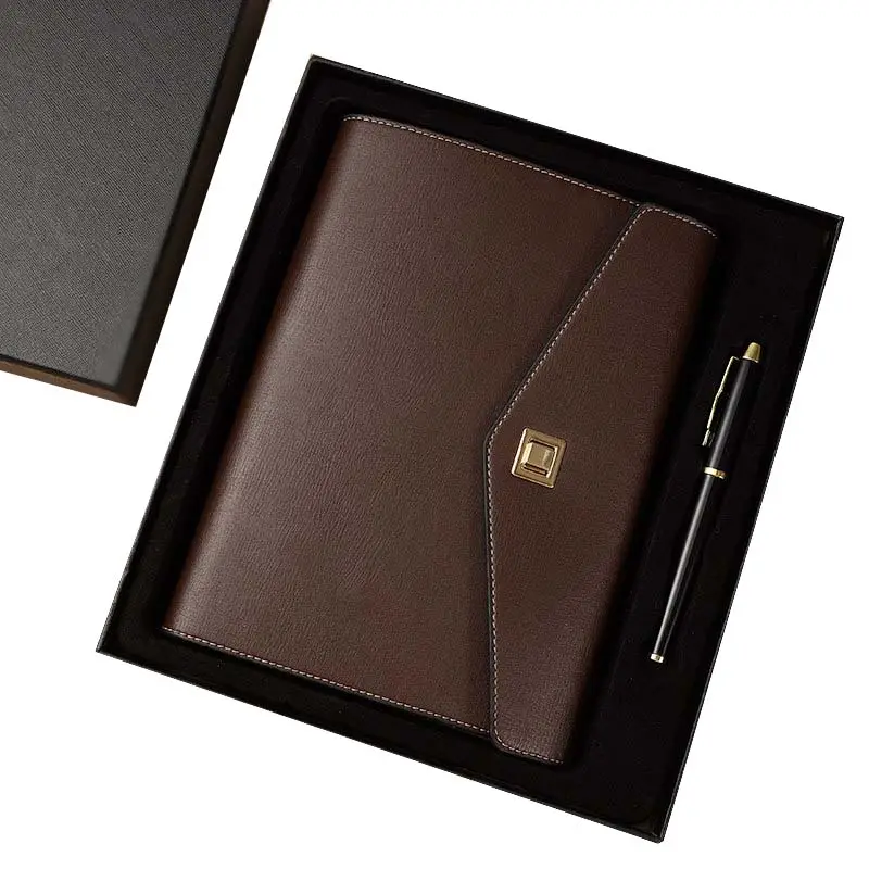 High End taklit deri not defteri ve kalem hediye seti kart tutucu ile özel lüks kurumsal iş hediye seti