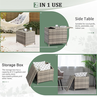 Boîte de rangement multifonctionnelle pour terrasse, table basse latérale en rotin pour patio, balcon et jardin.