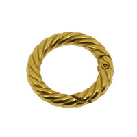 Vente en gros d'usine d'anneaux en métal torsadé en alliage de zinc fermoir à ressort mousquetons de forme ronde couronne de chanvre doré cercle sac à main matériel