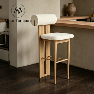 Modern Hotel bar <strong>Stools</strong> <strong>Dining</strong> Room Solid Wood bar Hippo Chair Kitchen Upholstered Counter Black Leather High bar <strong>Stool</strong> - Product Image 1