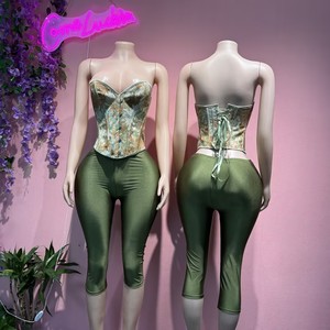 Conjunto de 2 Piezas Estilo <span class=keywords><strong>Y2K</strong></span> Vintage para Mujer, Top Corto con Bordado y Pantalones Cortos, Diseño Ecológico, Marca Comeluckin - Product Image 4