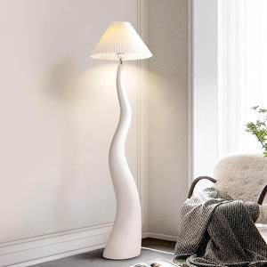 客厅沙发落地灯奶油色风格书房角灯弧形艺术设计百褶罩氛围装饰照明 - Product Image 4