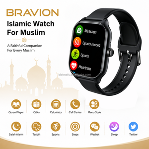 Montre Coran Qibla SH11 avec <span class=keywords><strong>boussole</strong></span> audio musulmane, GPS, suivi du sommeil, étanche IP65, affichage numérique de l'heure Al Azan, bracelet en cuir - Product Image 5