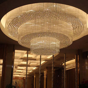 Hotel hall rectángulo redondo grande de <span class=keywords><strong>lujo</strong></span> led luz de techo de cristal de oro de la lámpara de araña - Product Image 1