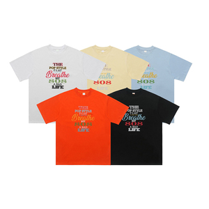 Camiseta Extra Grande de Alta Calidad, Gruesa, Cuadrada, con Estampado Gráfico Personalizado, 100% Algodón, Tejido de Punto con Letras, Transpirable - Product Image 5