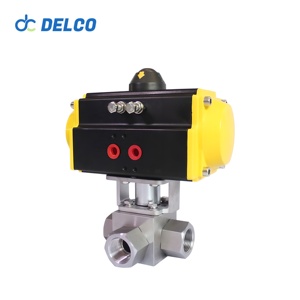 Vanne à boisseau sphérique DELCO à trois voies filetée à actionnement pneumatique DK66-HG-T - Product Image 1