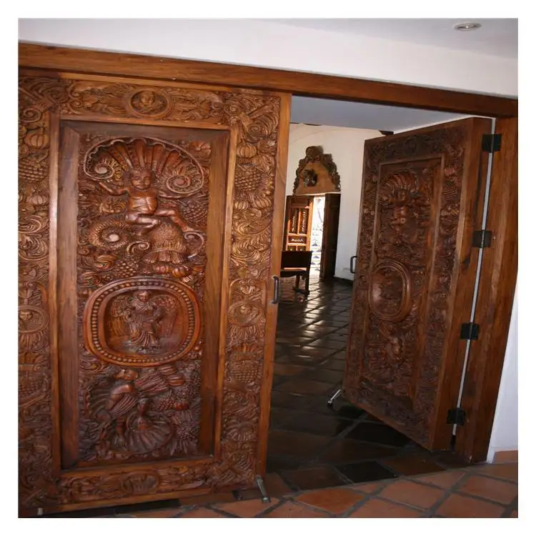 Old wood doors pine wood barn door with lining decorative mute cross hidden wood door hinge