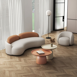 Conjunto de Sofás Arc para Vestíbulo de Hotel y Recepción VIP, Diseño en Tela Flocada Resistente - Product Image 1