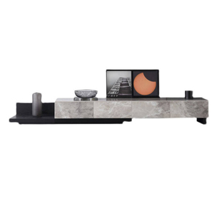Meuble <span class=keywords><strong>TV</strong></span> moderne et simple, ensemble complet avec meuble surélevé et table basse ronde de luxe en plaque de roche - Product Image 3