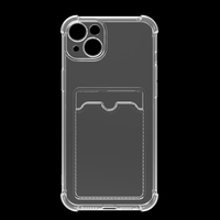 Étuis en silicone transparent avec protection d'appareil photo et une poche pour une carte en plastique pour iPhone 14 Plus