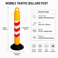 Poteau de signalisation routière prismatique réfléchissant haute intensité de 75 cm, homologué IP68, borne de signalisation routière en PU, borne de signalisation d'avertissement