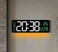 YIZHI Horloge murale numérique avec affichage LED miroir et minuterie de luminosité réglable pour la décoration intérieure et le bureau