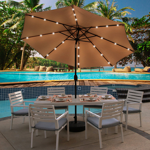 Venta al por mayor retro bohemio LED Patio paraguas gran jardín terraza sombrilla impermeable al aire libre playa sombrilla <span class=keywords><strong>para</strong></span> hoteles del proveedor mejor - Product Image 2