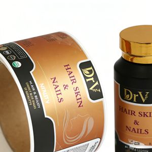 Étiquette autocollante blanche imperméable de haute qualité pour bouteille et pot, impression de luxe pour produits de santé, petit rouleau - Product Image 3