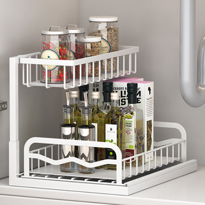 Long Life Adjustable Realinn l Shaped Ack 2 Tier Under Sink Organizer <strong>Kitchen</strong> Sink Organizer Sliding Solid Metal and Storage - Product Image 3