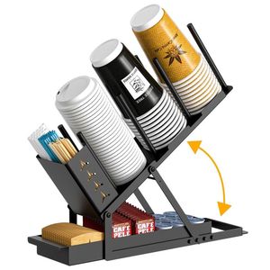 Distributeur de gobelets et de couvercles en métal réglable, porte-gobelets pour la vaisselle, pour l'utilisation de boissons - Product Image 1