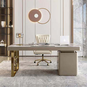 Chất lượng cao điều hành văn phòng bàn Ghế kết hợp chơi game bằng văn bản một mảnh kim loại hiện đại nghiên cứu đồ nội thất sang trọng bàn văn phòng - Product Image 3