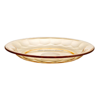 Plaque de verre plate de couleur ambre de 9 pouces résistante à la chaleur plaques de verre à haute teneur en borosilicate pour steak/pâtes/aliments chauds