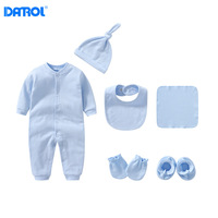Ensemble de 6 pièces de vêtements en coton pour nouveau-né, couleur unie, manches longues, barboteuse pour bébé