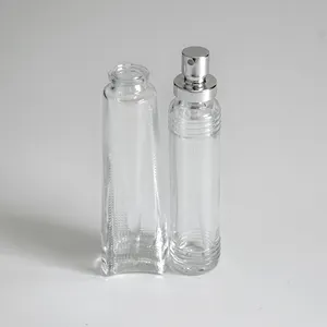 20ml 30ml özelleştirilmiş yuvarlak parfüm şeffaf cam sprey şişe boş parfüm şişesi basınç pompası cam şişe