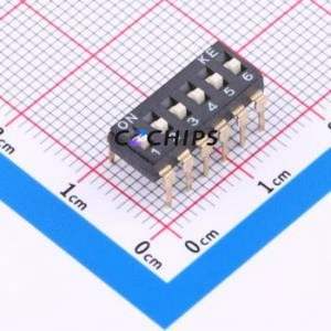 HX 2.54-6P CJGT DIP Switch DIP-12P,6x15.24mm Switch Flat Toggle, Raised Type Single Pole Single Throw 6 PC Pin - Product Image 1