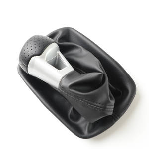 Pommeau de levier de vitesse en cuir pour Audi A6, design ergonomique, anneau rouge - Product Image 2