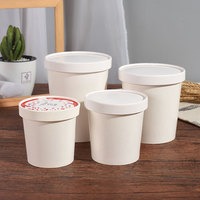 Récipients en papier Kraft pour crème glacée, gobelets en papier jetables pour soupe chaude, bol en papier Kraft avec couvercles