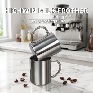 Mug à café en acier inoxydable à double paroi écologique, mousseur à lait manuel pour cuisine moderne, bar et café - Product Image 1