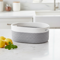 Panier de rangement pliable ovale en corde de coton, moderne et simple, avec poignées - Organisateur écologique et durable pour collations et articles divers