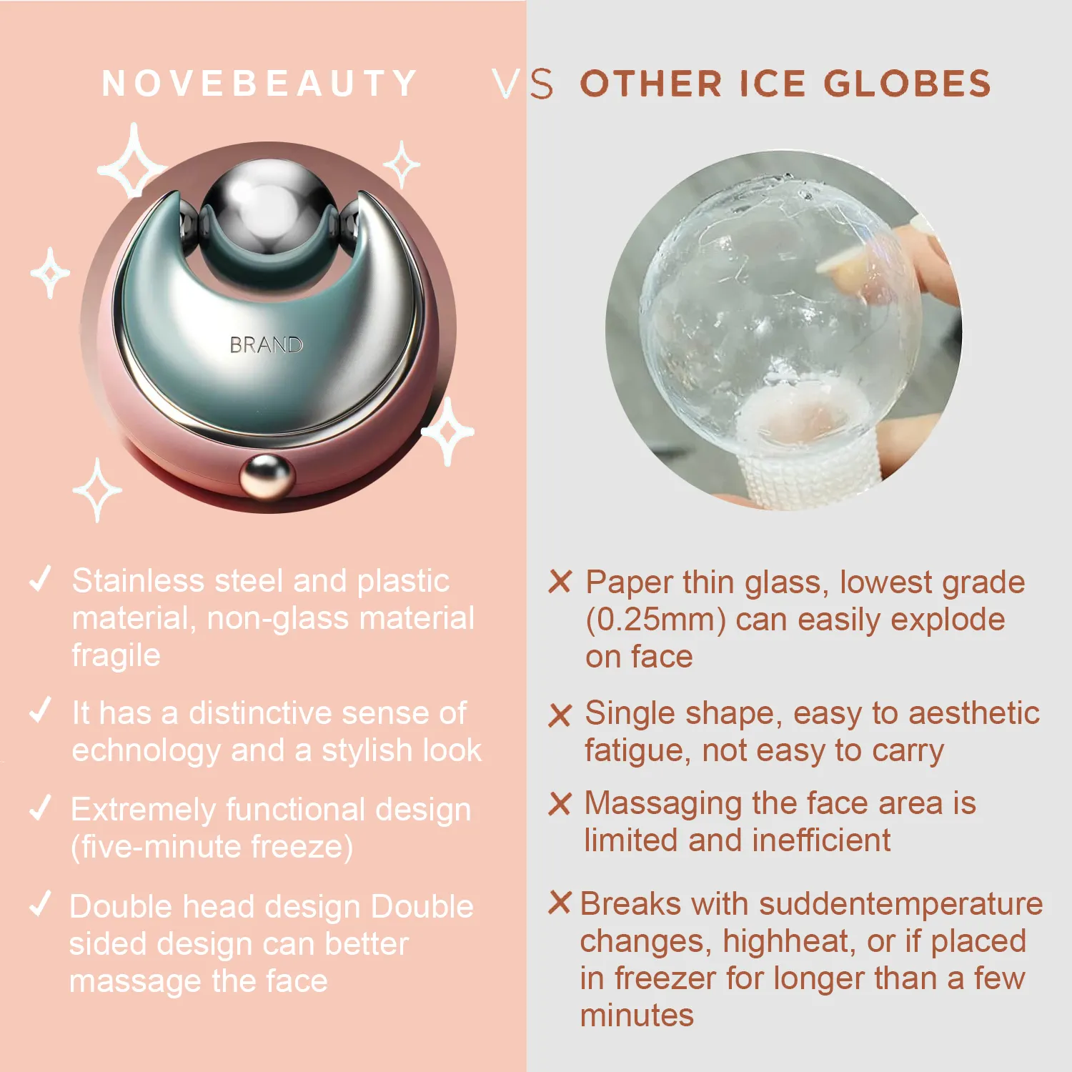 Ev güzellik yüz buz rulosu soğutma küre seti Cryo masaj topu altın paslanmaz çelik Mini yüz için Facials buz küreler