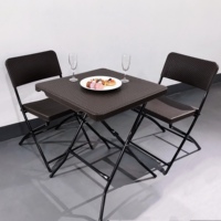 Table portable pliante en rotin, mobilier d'extérieur, chaises et Tables en plastique, style carte carrée avec rangement
