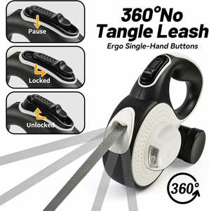 Custom Logo Adjustable Automatic Retractable <b>Dog</b> Leash with Bright LED Flash <b>Light</b> up Poop Bag Holder Dispenser Pet Leash Lead - Product Image 3
