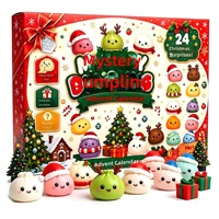 Nouveau Calendrier de l'Avent de Noël 24 Jours Boîte Mystère DIY Squishies en Caoutchouc Thermoplastique en Forme de Boulettes de Pâte à Cuire à la Vapeur, Déchirable et à Éclater