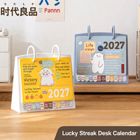 Calendrier de bureau à feuilles mobiles imprimé en couleur style dessin animé 2027, planificateur mensuel, calendrier numérique pour le bureau, la maison et l'étude