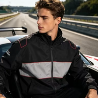 Blouson de course vintage personnalisé en gros pour hommes, style streetwear décontracté, broderie animale à pois, imperméable, hiver, course F1