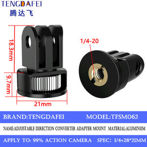 Reforzado 360 ajustable Anti-reverso cabeza de tres tarjetas a 1/4 tornillo adaptador de montaje de trípode de cámara para <span class=keywords><strong>Gopro11</strong></span> - Product Image 5