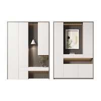 Meuble à chaussures d'entrée en bois de style français moderne, portes surélevées sur mesure, éclairage LED, grande capacité pour couloir