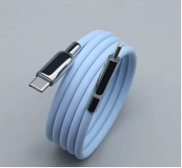Câble de charge rapide USB C vers USB C magnétique enroulé, cordon de données Type-C, câble de charge portable en nylon tressé PVC pour ordinateur portable et téléphone