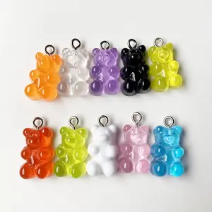 Wholesale Cute Resin Gummy Bear Pendant Charms for Woman Girls For DIY Necklace Earrings Accessories Jewelry Making