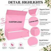 Boîte en carton rigide en forme de livre avec fermeture magnétique, en velours rose, logo personnalisé biodégradable, pour coffret cadeau de parfum