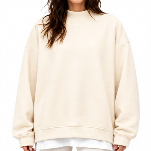 Sweat-shirt à col montant pour femme, personnalisé OEM, 100% coton molletonné, coupe ample, broderie - Product Image 1