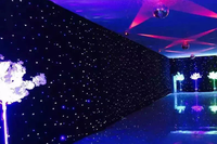 Rideau LED Ciel Étoilé Bleu et Blanc, Tissu de Fond de Scène, Plafond, Tissu Lumineux pour Spectacles de Mariage