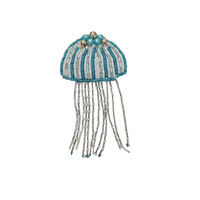 Patchs en tissu perlés faits à la main, série créatures marines : méduse, crabe, dauphin, appliques brodées pour sacs et coques de téléphone