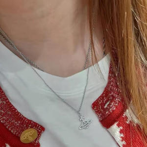 Collar de circonita Saturno de moda Empress Dowager Vivienne, cadena de plata para clavícula, joyería para mujer, venta al por mayor Yuanchen - Product Image 6