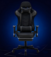 Fauteuil de jeu de massage avec lumières LED, accoudoir fixe, base de 350mm, 100mm, élévateur à gaz classe 3, achat de panique
