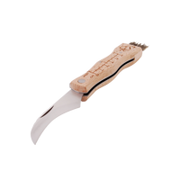 Esschert Design 100% Manche en bois de hêtre FSC Lame en acier inoxydable Couteau à champignon, queue avec brosse