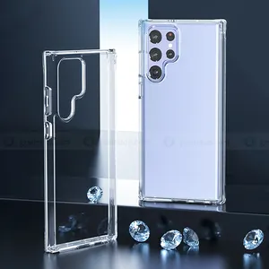 Capa de telefone amortecedor cristal para samsung, galaxy s23, ultra, capa traseira híbrida, pc, tpu, capa de telefone