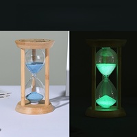 Mini-ornements créatifs en bois de haute qualité avec sablier lumineux en verre, petit minuteur sablier