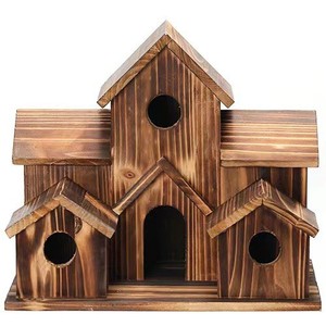 Casetta per Colibrì in Legno Massello, Decorazione da Giardino Stile Villa, Nido per Uccelli Sospeso, Ornamento da Giardino, Mangiatoia per Uccelli - Product Image 3
